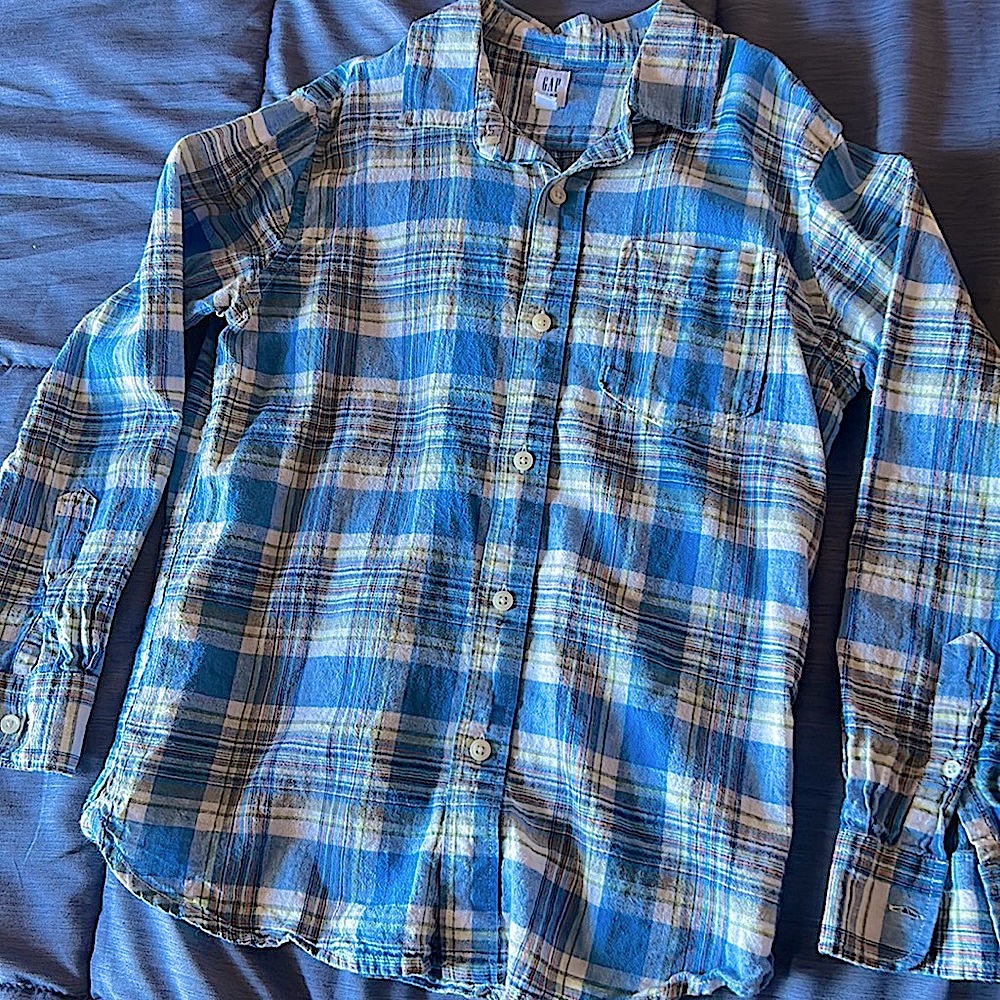 Gap Boys XL (12) Blue Plaid button down top